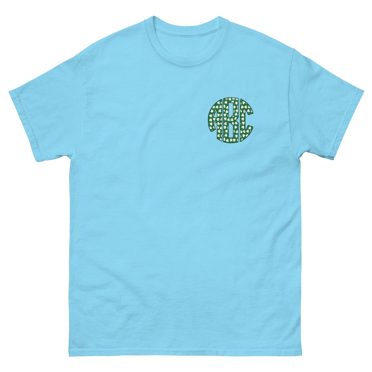 Monogrammed 'Shamrock Pattern' Big Print Basic T-Shirt - United Monograms