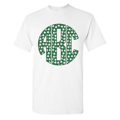 Monogrammed 'Shamrock Pattern' Big Print Basic T-Shirt - United Monograms