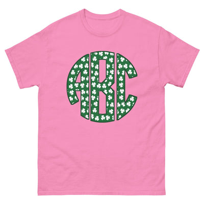 Monogrammed 'Shamrock Pattern' Big Print Basic T-Shirt - United Monograms