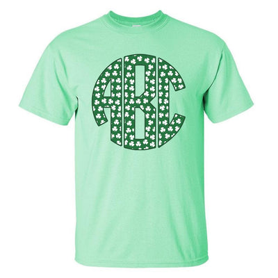 Monogrammed 'Shamrock Pattern' Big Print Basic T-Shirt - United Monograms