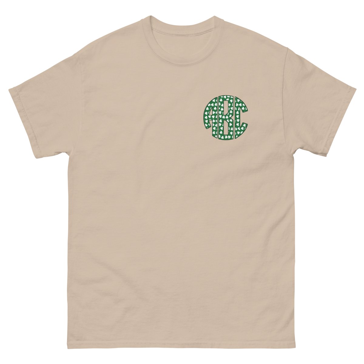 Monogrammed 'Shamrock Pattern' Big Print Basic T-Shirt - United Monograms