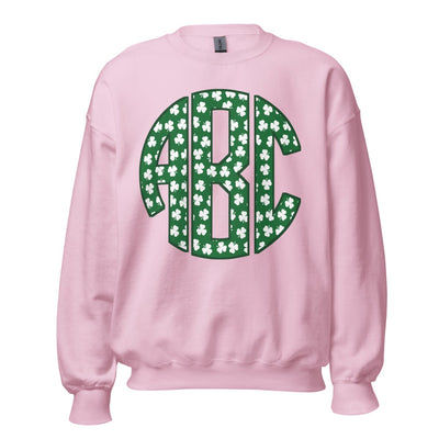 Monogrammed 'Shamrock Pattern' Big Print Crewneck Sweatshirt - United Monograms