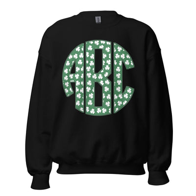 Monogrammed 'Shamrock Pattern' Big Print Crewneck Sweatshirt - United Monograms