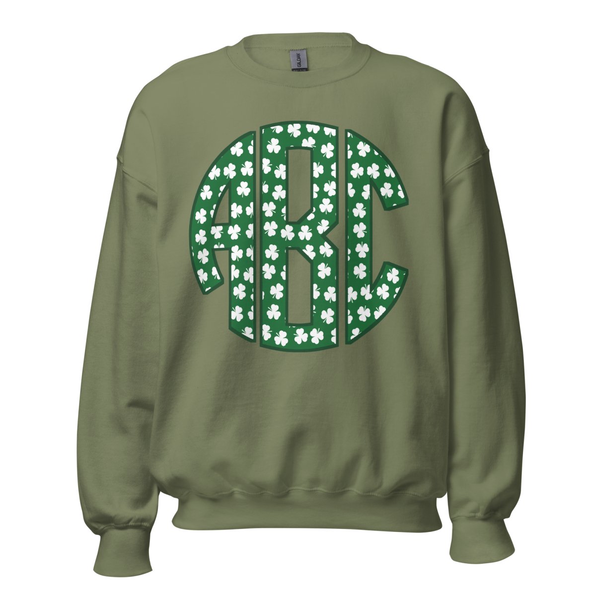 Monogrammed 'Shamrock Pattern' Big Print Crewneck Sweatshirt - United Monograms