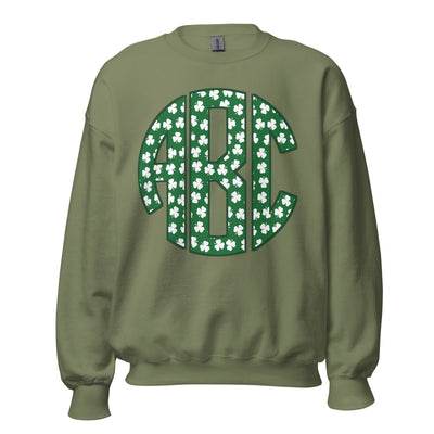 Monogrammed 'Shamrock Pattern' Big Print Crewneck Sweatshirt - United Monograms