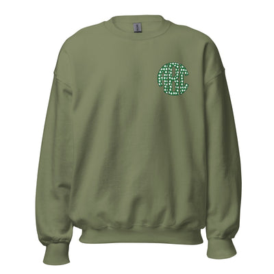 Monogrammed 'Shamrock Pattern' Big Print Crewneck Sweatshirt - United Monograms
