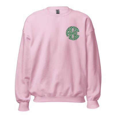 Monogrammed 'Shamrock Pattern' Big Print Crewneck Sweatshirt - United Monograms