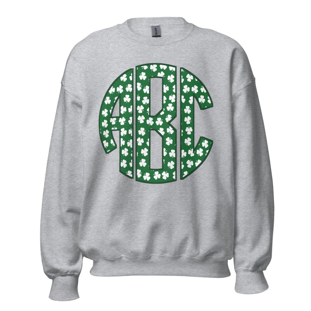 Monogrammed 'Shamrock Pattern' Big Print Crewneck Sweatshirt - United Monograms