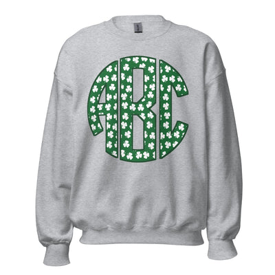 Monogrammed 'Shamrock Pattern' Big Print Crewneck Sweatshirt - United Monograms
