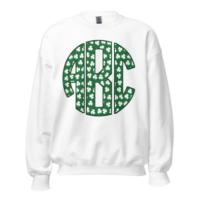 Monogrammed 'Shamrock Pattern' Big Print Crewneck Sweatshirt - United Monograms