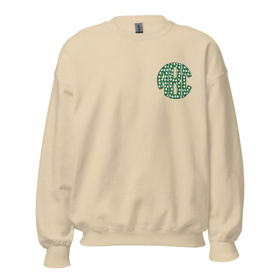 Monogrammed 'Shamrock Pattern' Big Print Crewneck Sweatshirt - United Monograms