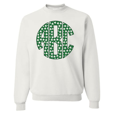 Monogrammed 'Shamrock Pattern' Big Print Crewneck Sweatshirt - United Monograms