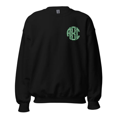 Monogrammed 'Shamrock Pattern' Big Print Crewneck Sweatshirt - United Monograms