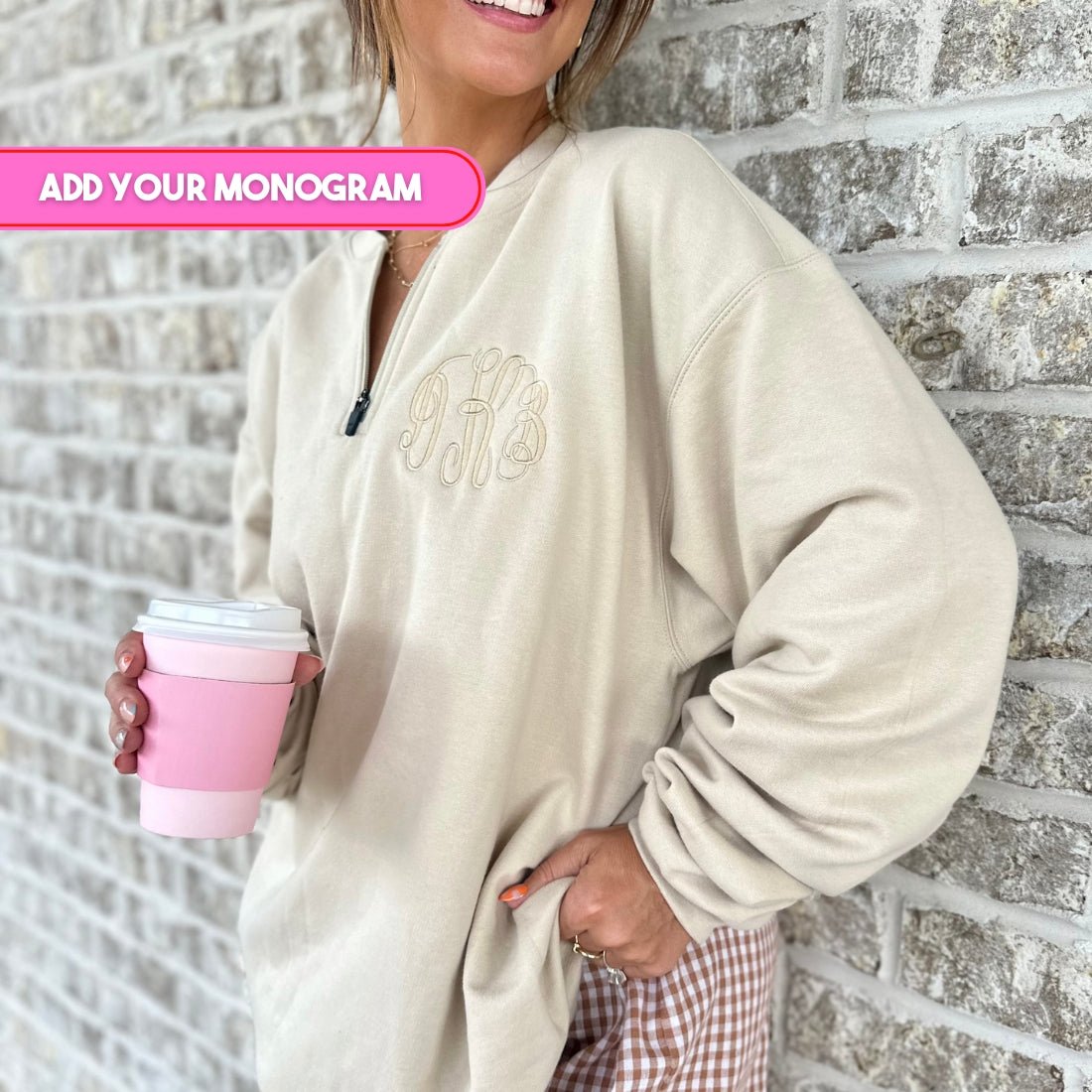 Monogrammed Short Zip Sweatshirt - United Monograms
