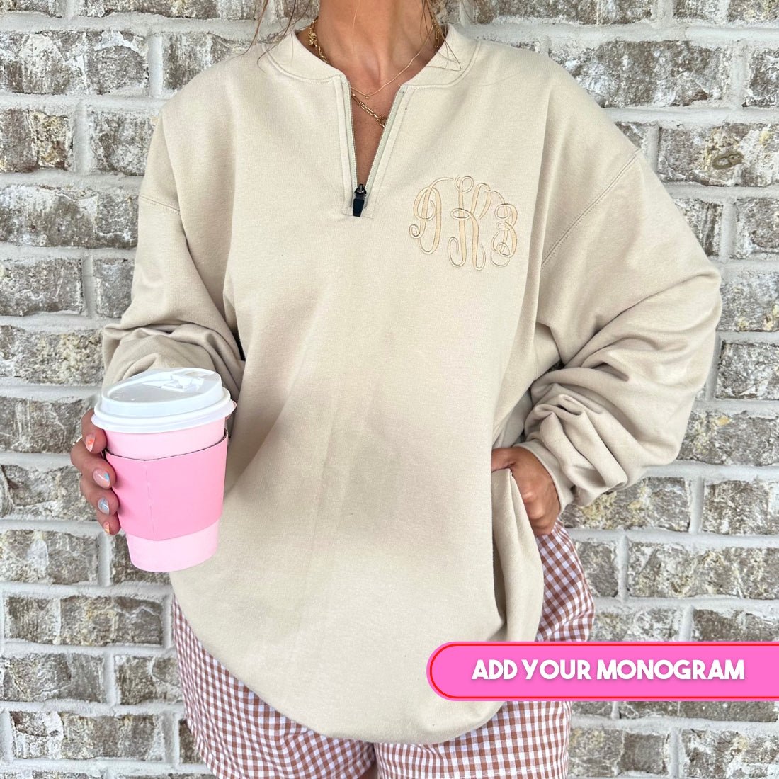 Monogrammed Short Zip Sweatshirt - United Monograms