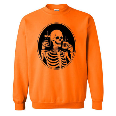 Monogrammed 'Skeleton Coffee' Neon Crewneck Sweatshirt - United Monograms