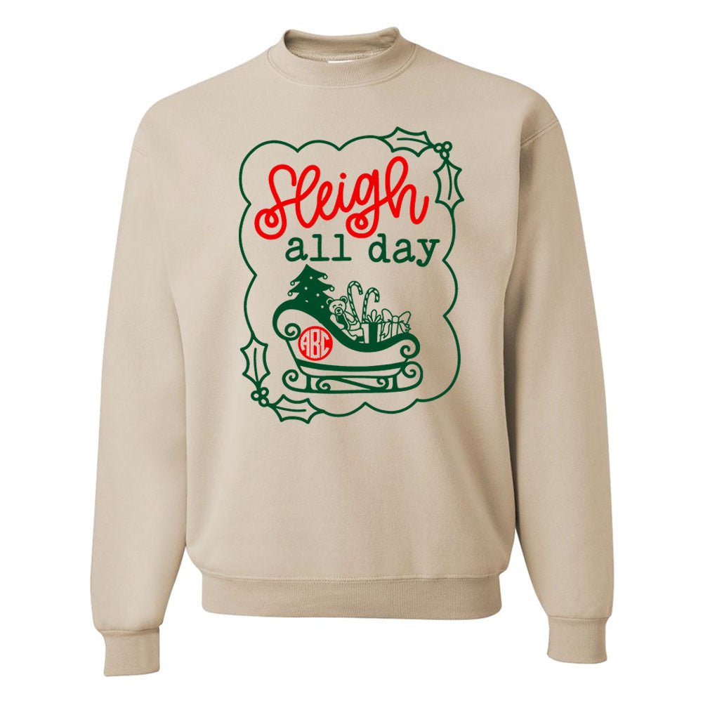 Monogrammed 'Sleigh All Day' Crewneck Sweatshirt - United Monograms