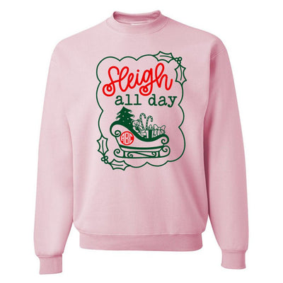 Monogrammed 'Sleigh All Day' Crewneck Sweatshirt - United Monograms