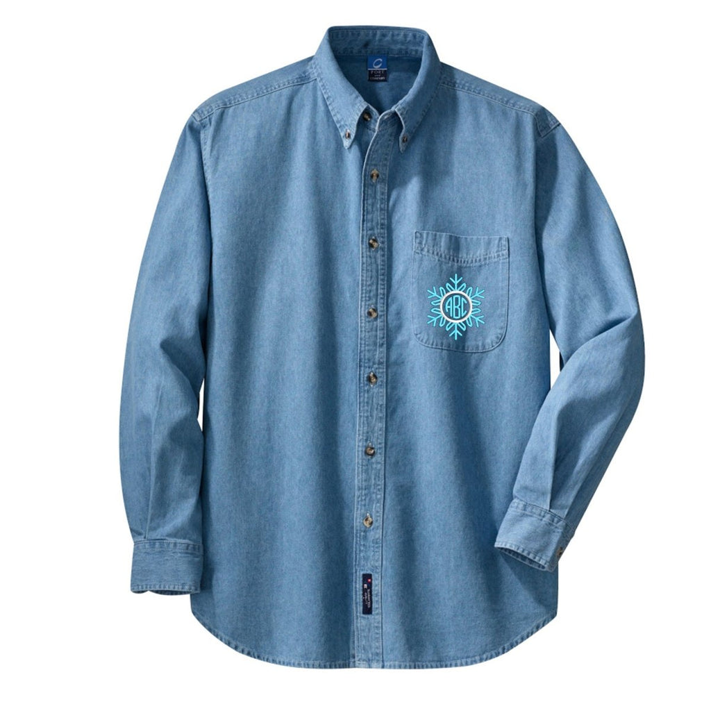Monogrammed 'Snowflake' Oversized Denim Shirt – United Monograms