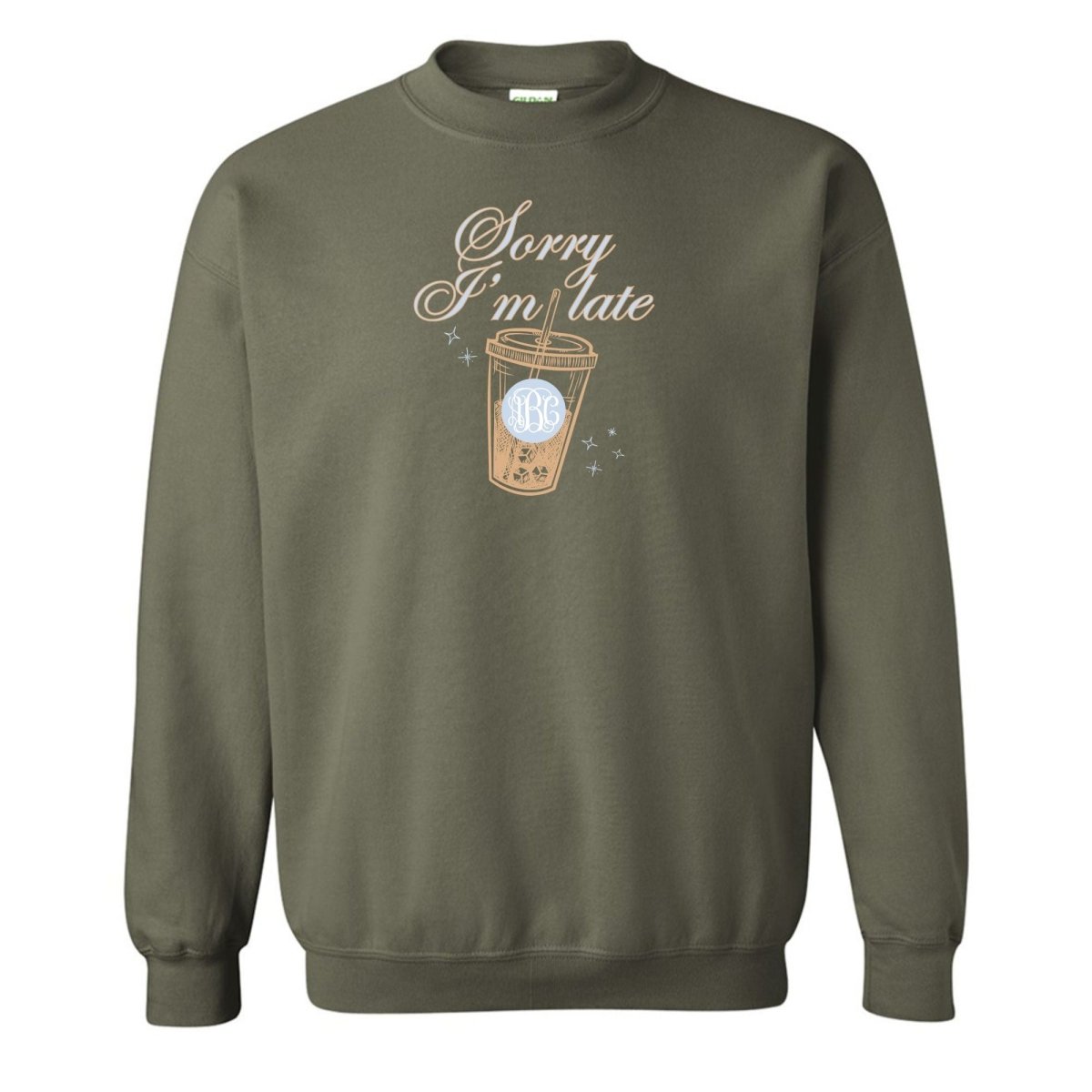 Monogrammed 'Sorry I'm Late' Crewneck Sweatshirt - United Monograms