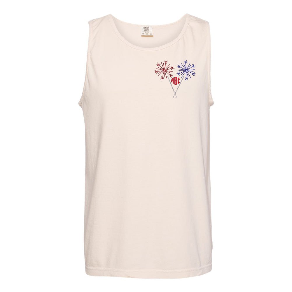 Monogrammed Sparklers Comfort Colors Tank Top - United Monograms