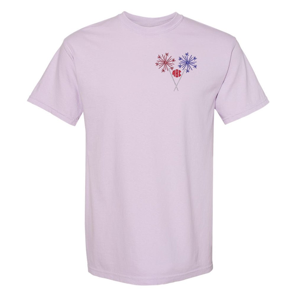 Monogrammed Sparklers Embroidered Comfort Colors T-Shirt - United Monograms
