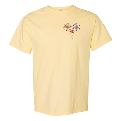 Monogrammed Sparklers Embroidered Comfort Colors T-Shirt - United Monograms