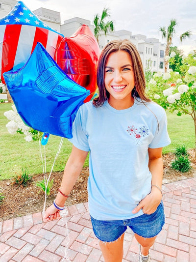 Monogrammed Sparklers Embroidered Comfort Colors T-Shirt - United Monograms