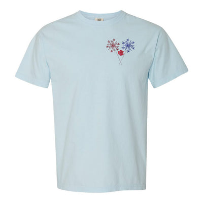 Monogrammed Sparklers Embroidered Comfort Colors T-Shirt - United Monograms