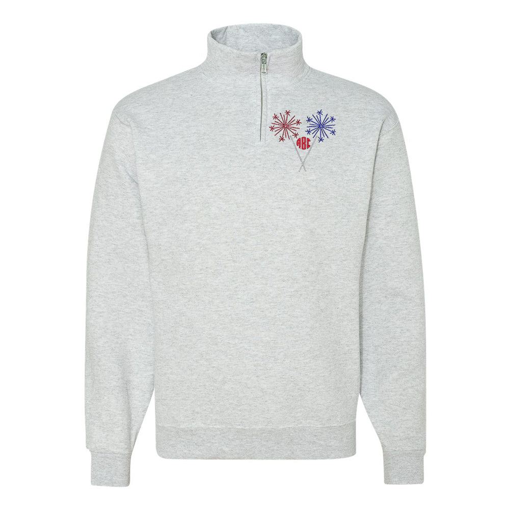 Monogrammed Sparklers Quarter Zip Sweatshirt - United Monograms