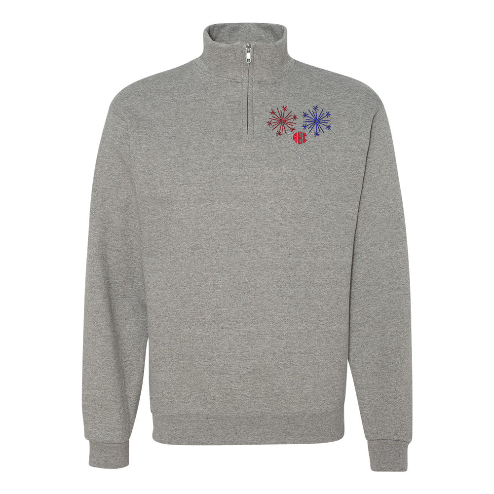 Monogrammed Sparklers Quarter Zip Sweatshirt - United Monograms
