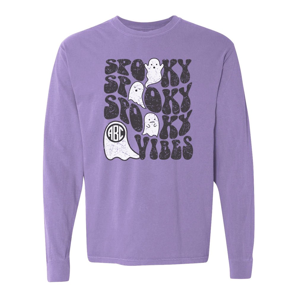 Monogrammed 'Spooky Vibes' Long Sleeve T-Shirt - United Monograms