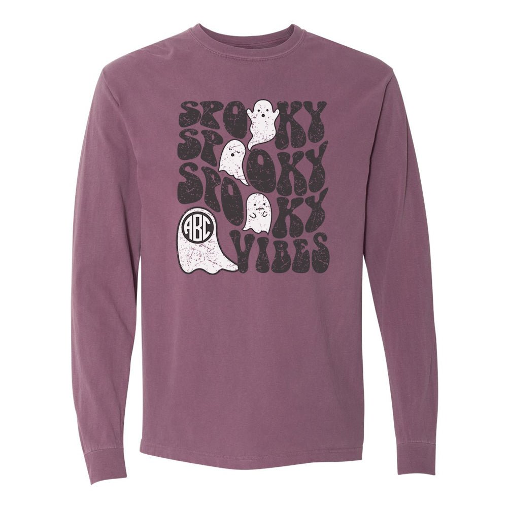 Monogrammed 'Spooky Vibes' Long Sleeve T-Shirt - United Monograms