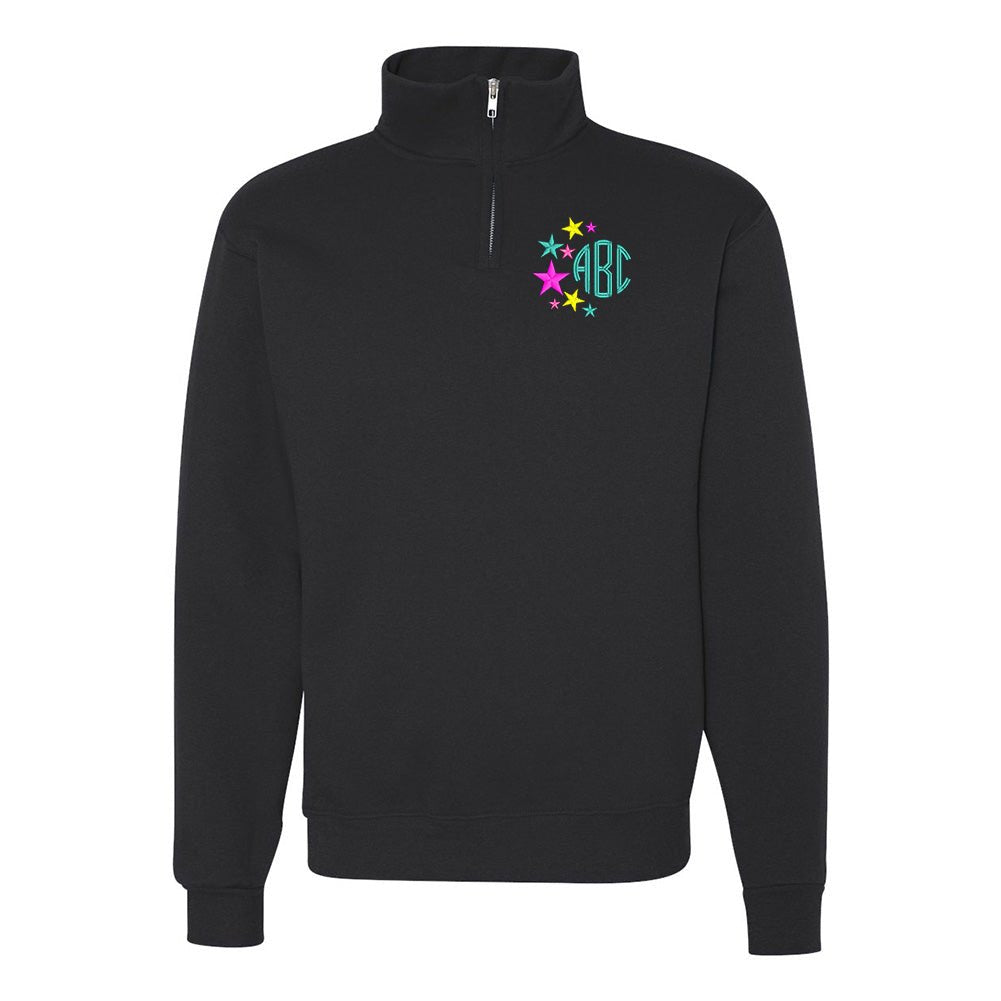 Monogrammed Stars Quarter Zip Sweatshirt - United Monograms