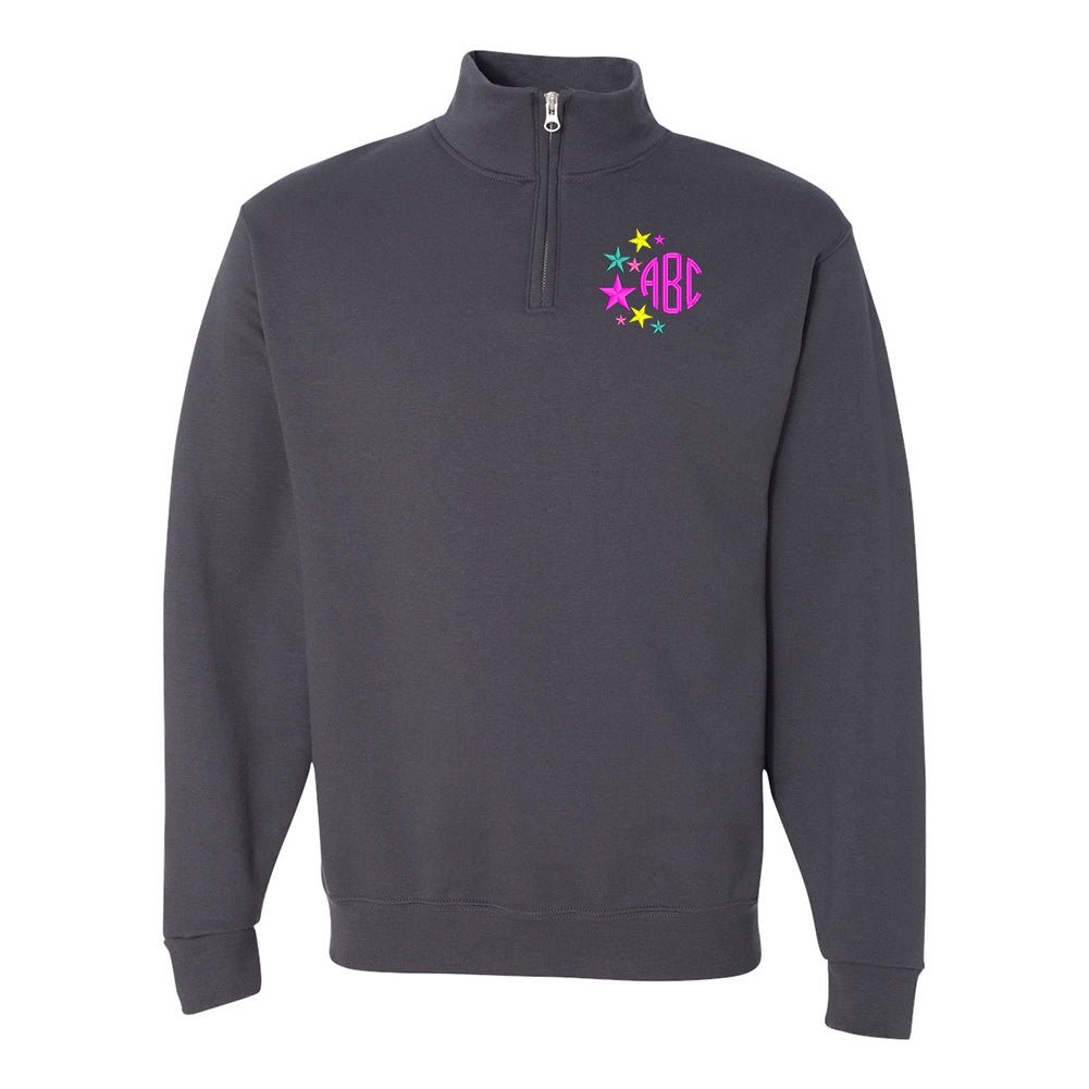 Monogrammed Stars Quarter Zip Sweatshirt - United Monograms