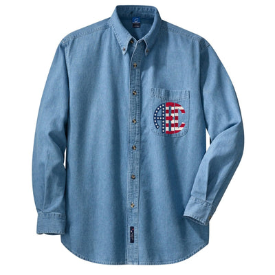 Monogrammed Stars & Stripes Oversized Denim Shirt - United Monograms