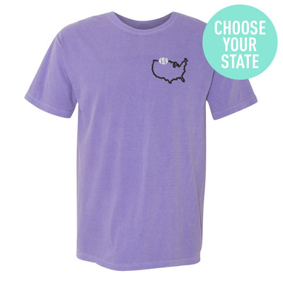 Monogrammed State Pride Comfort Colors T-Shirt - United Monograms
