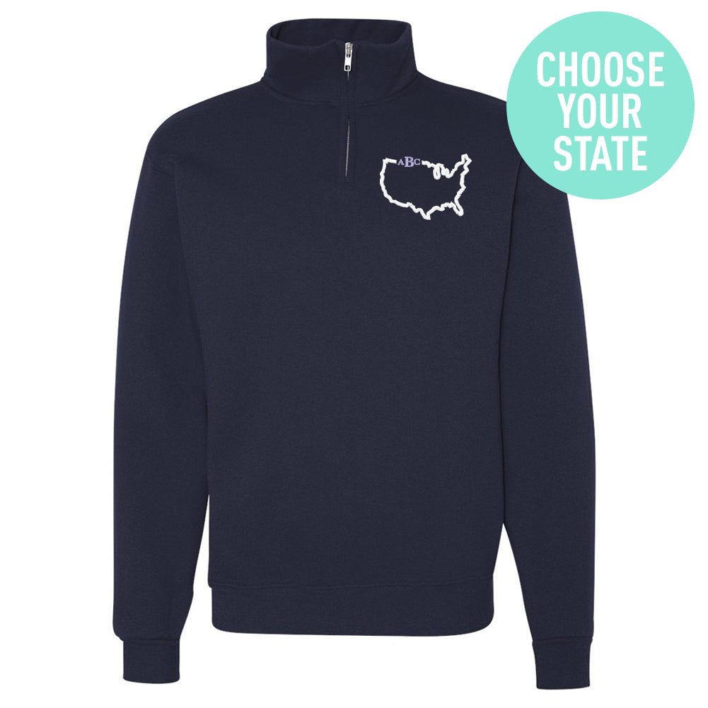 Monogrammed State Pride Quarter Zip Sweatshirt - United Monograms