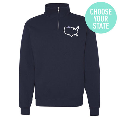 Monogrammed State Pride Quarter Zip Sweatshirt - United Monograms