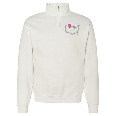 Monogrammed State Pride Quarter Zip Sweatshirt - United Monograms