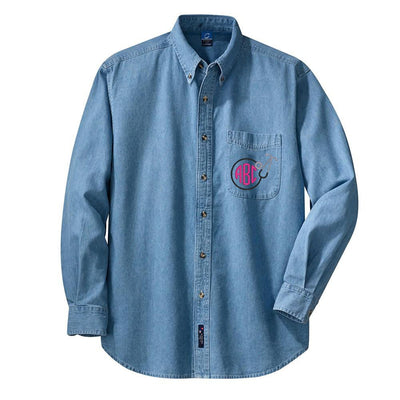 Monogrammed Stethoscope Oversized Denim Shirt - United Monograms