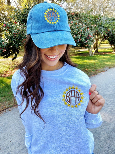 Monogrammed Sunflower Crewneck Sweatshirt - United Monograms
