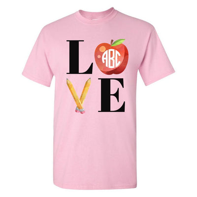 Monogrammed 'Teacher Love' Basic T-Shirt - United Monograms