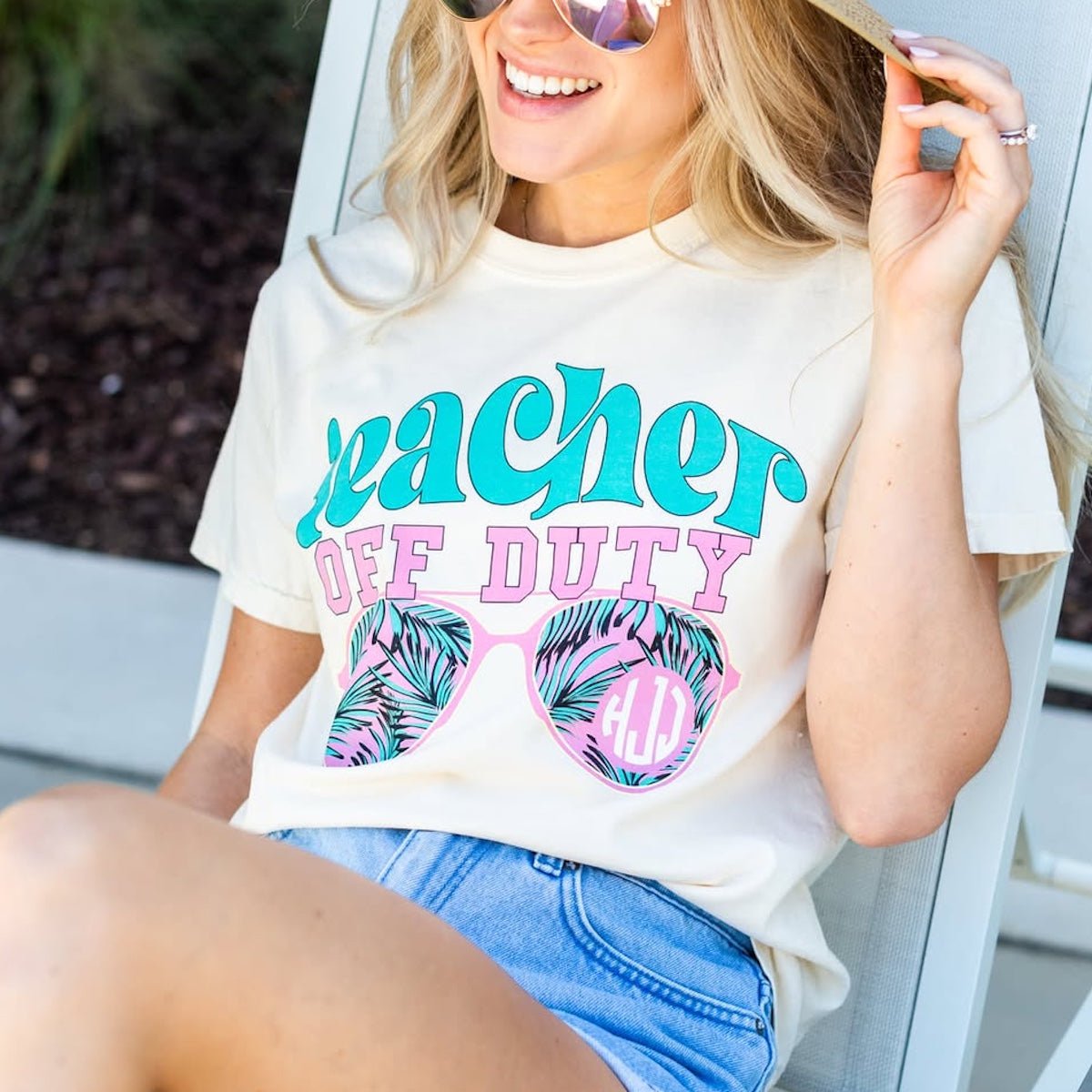 Monogrammed 'Teacher Off Duty' T-Shirt - United Monograms