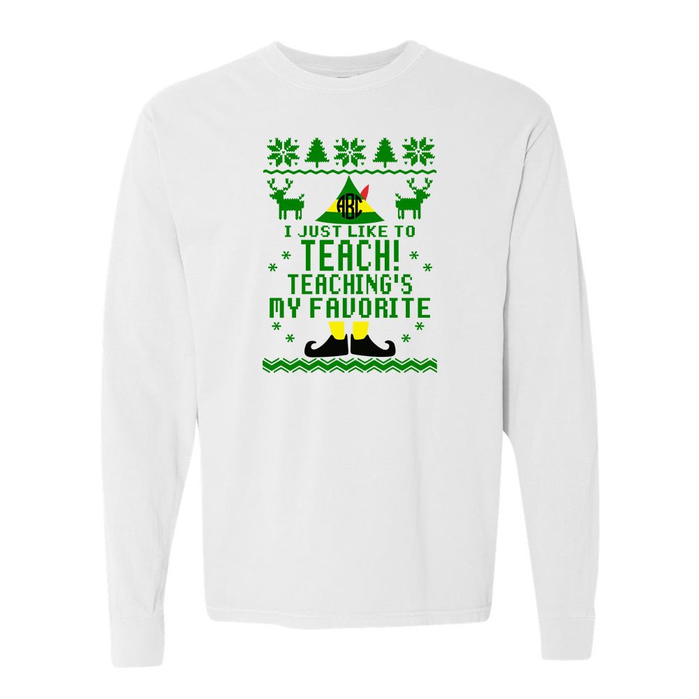 Monogrammed 'Teaching's My Favorite' Long Sleeve T-Shirt - United Monograms