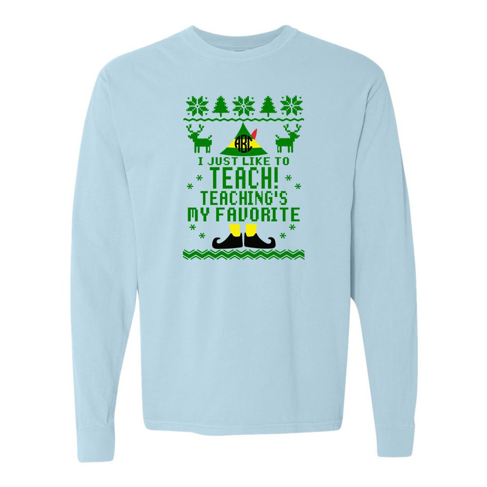 Monogrammed 'Teaching's My Favorite' Long Sleeve T-Shirt - United Monograms
