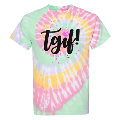 Monogrammed 'TGIF Confetti' Tie Dye T-Shirt - United Monograms