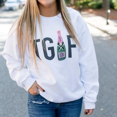 Monogrammed 'TGIF' Crewneck Sweatshirt - United Monograms