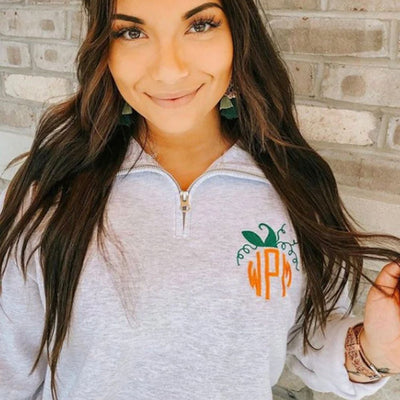 Monogrammed 'That’s My Pumpkin' Quarter Zip Sweatshirt - United Monograms