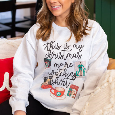 Monogrammed 'This Is My Christmas Movie Watching Shirt' Crewneck Sweatshirt - United Monograms